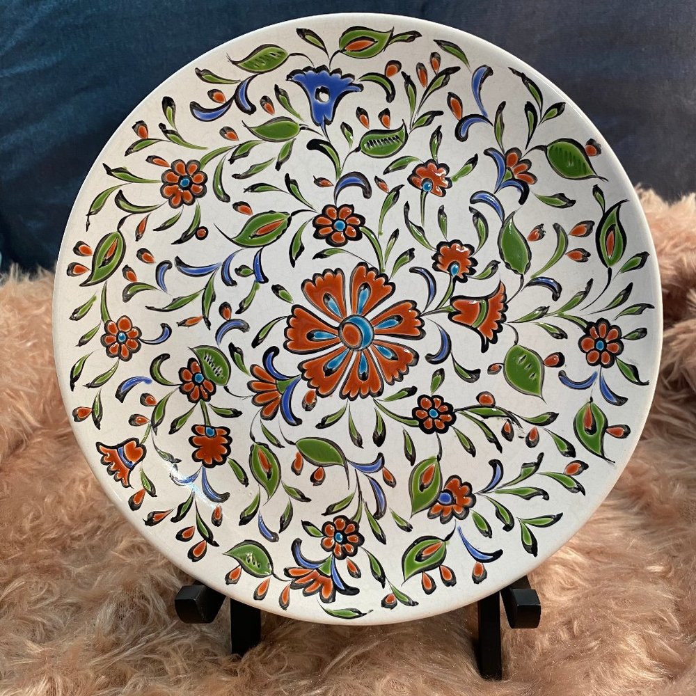 Vintage Lindos Keramik Decorative Flower Plate